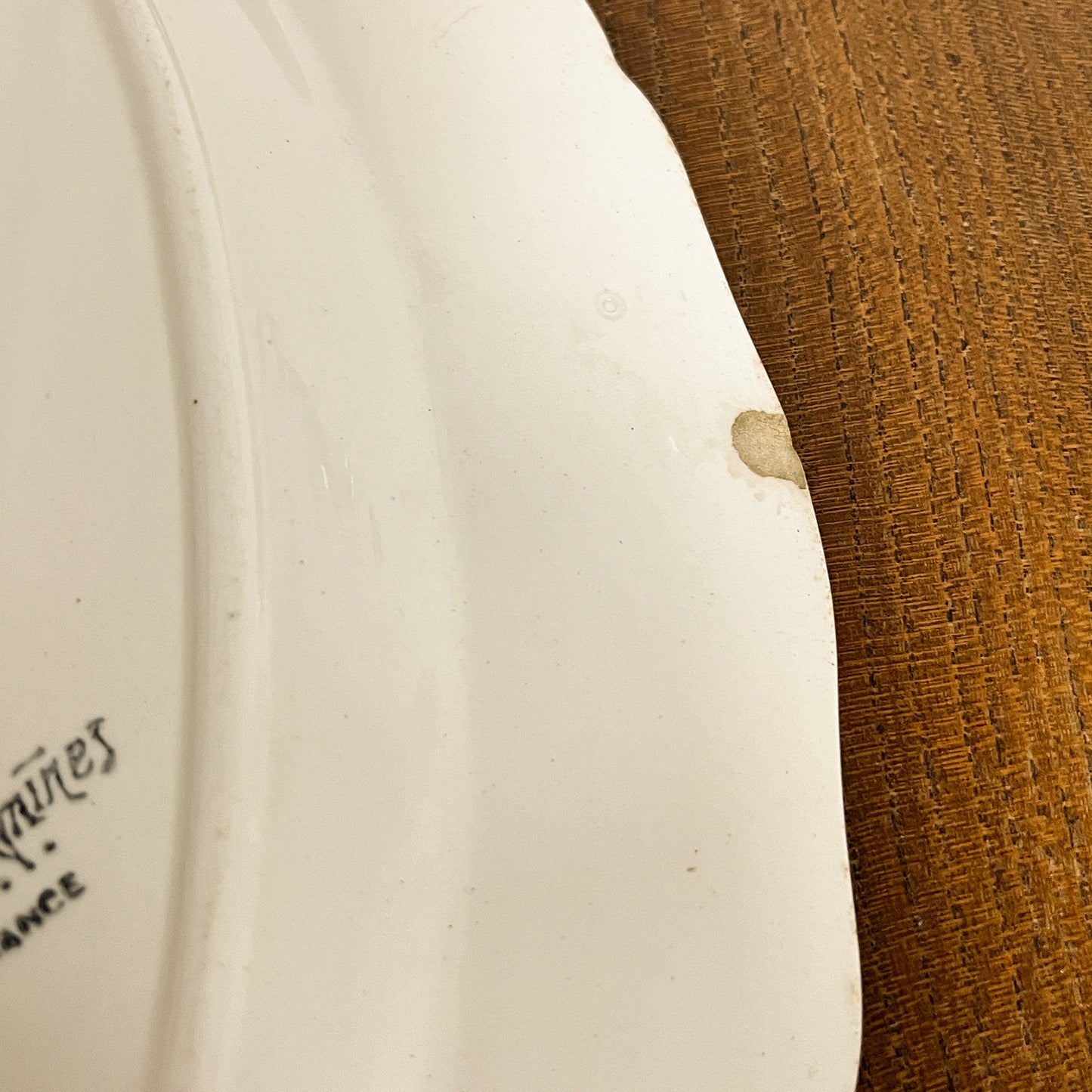 ravier en faïence Sarreguemines blanc et or