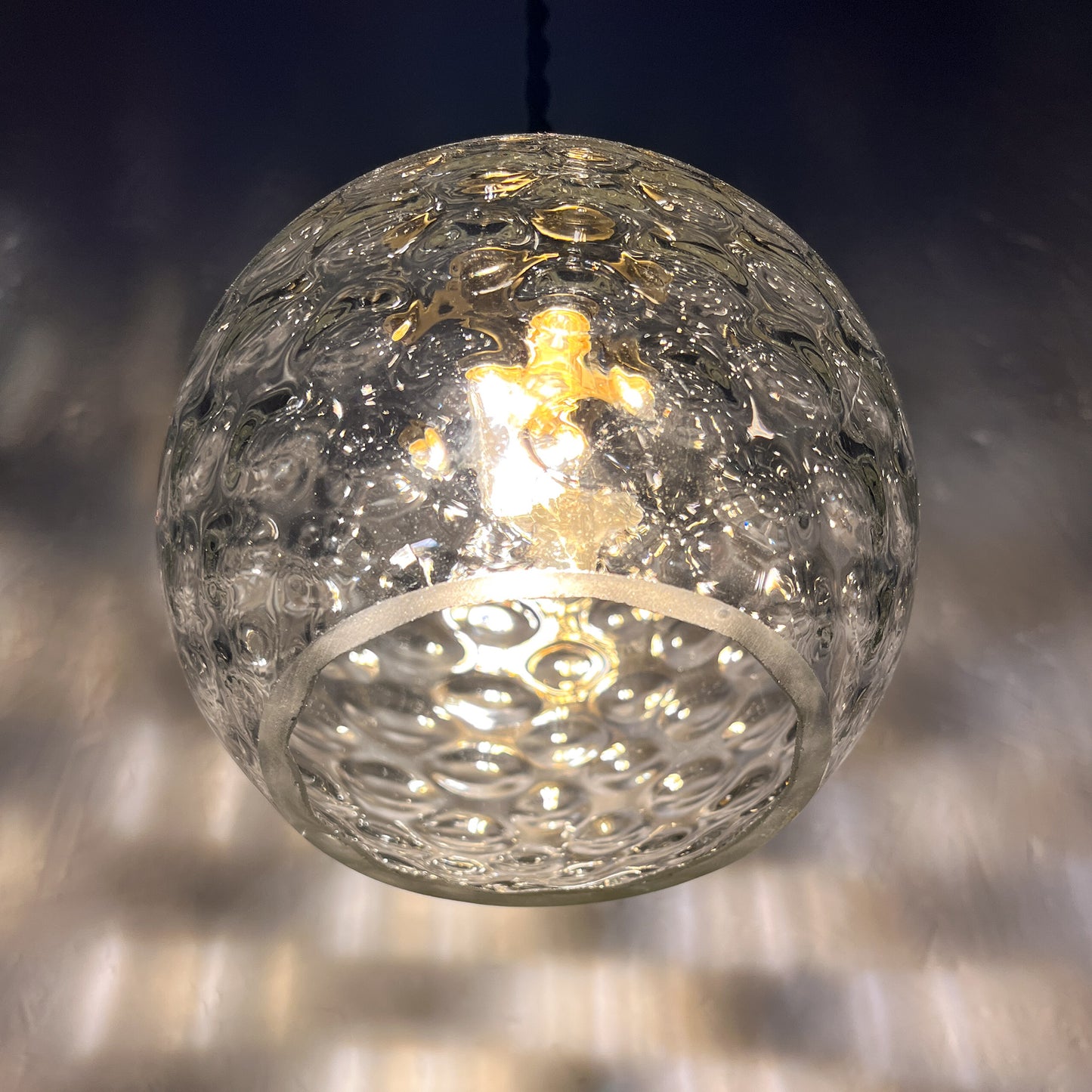 suspension globe vintage en verre bubble