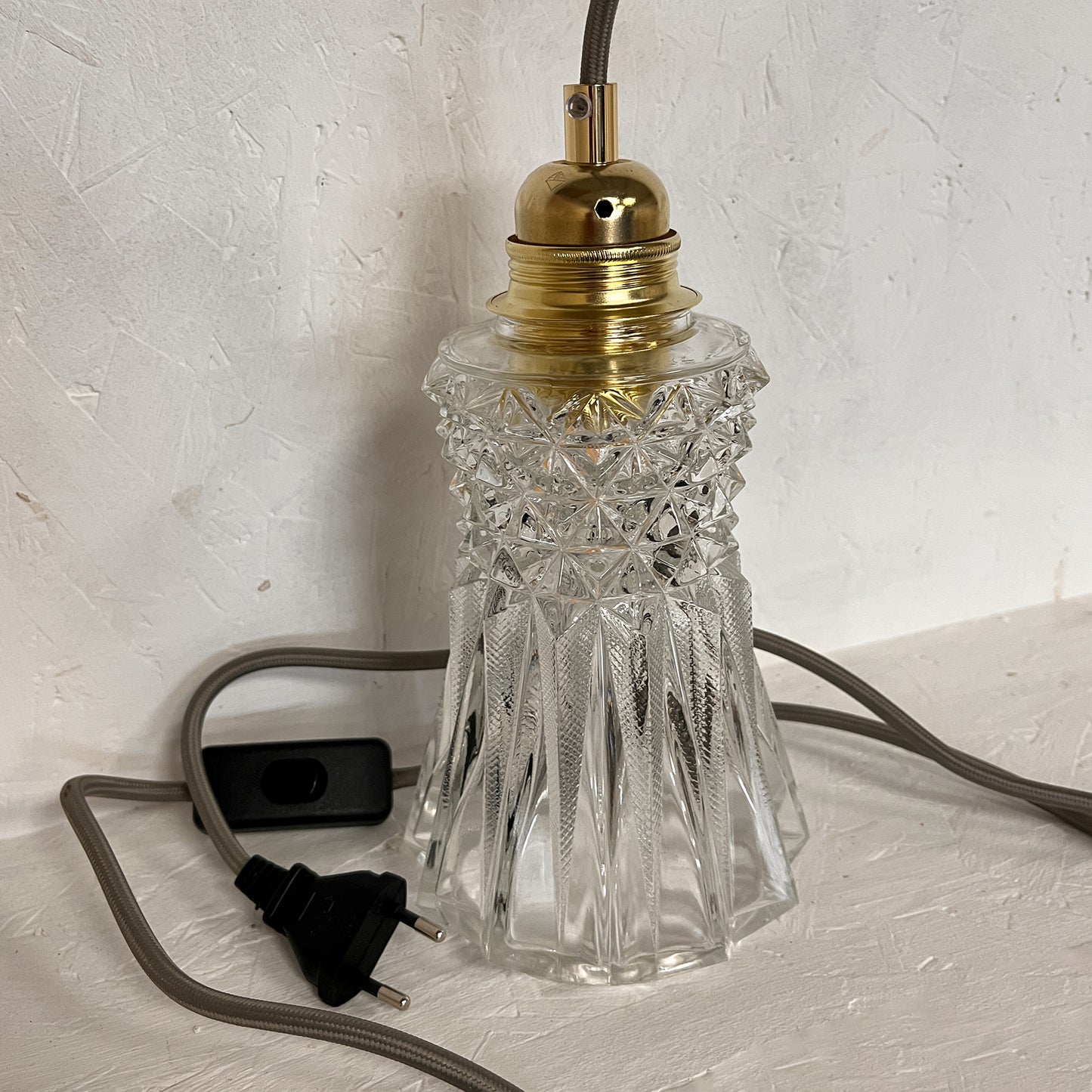 baladeuse vintage tulipe en verre ciselé