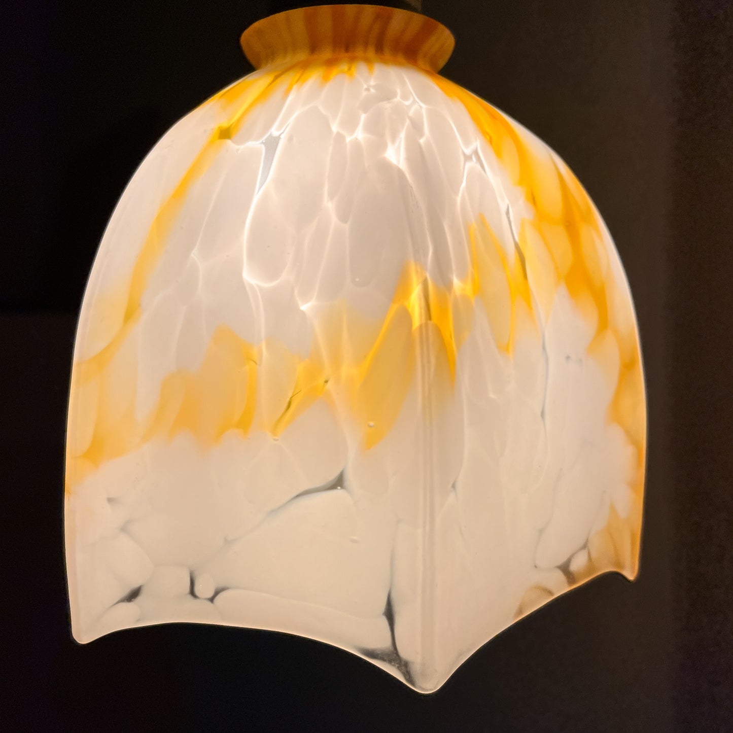 suspension tulipe vintage verre dépoli blanc et orange