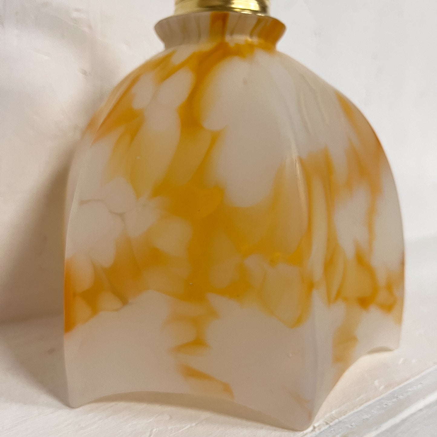 suspension tulipe vintage verre dépoli blanc et orange
