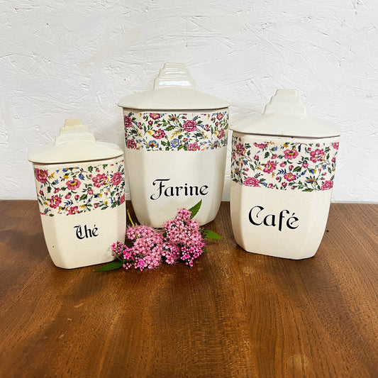 3 pots à épices décor fleuri