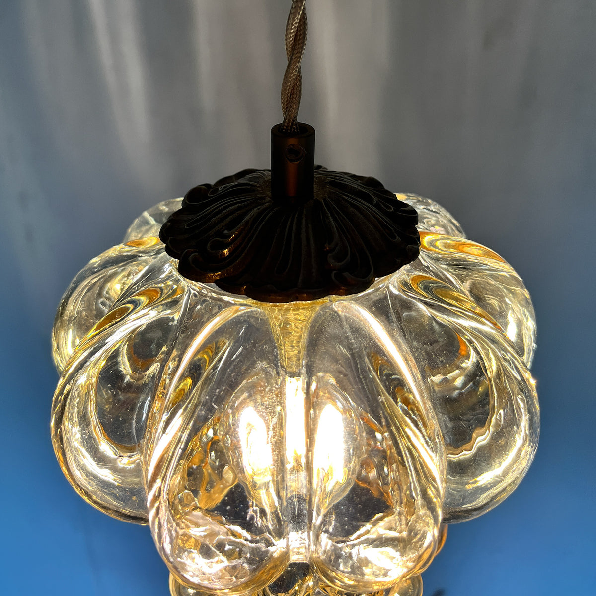 suspension vintage globe bubble ambré
