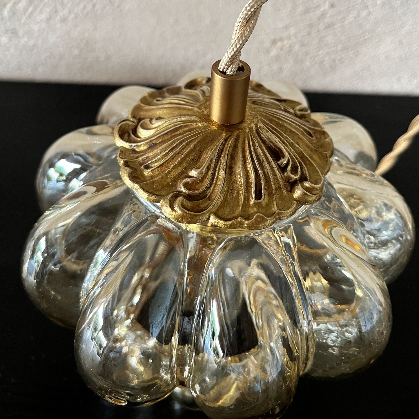 suspension vintage globe bubble ambré