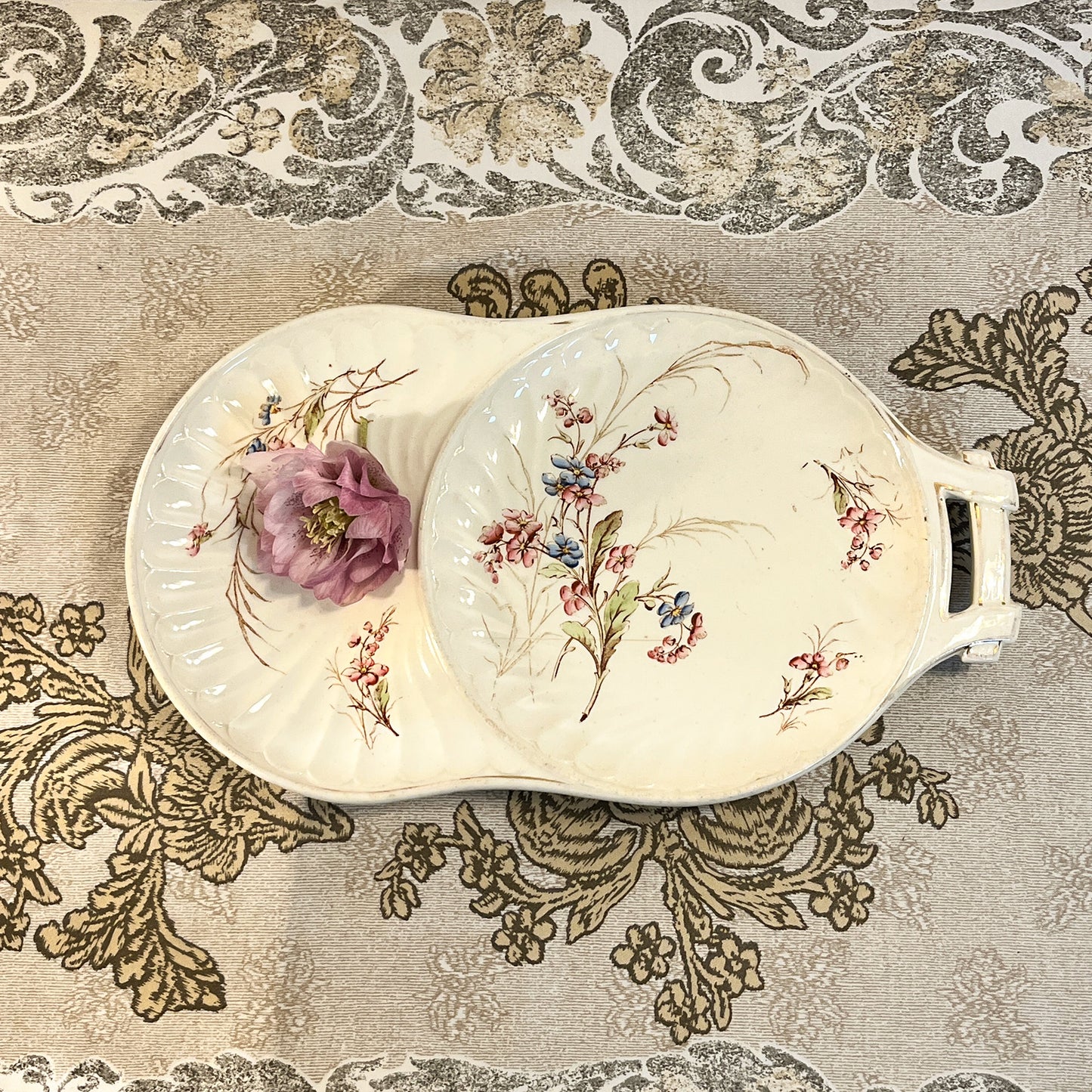 assiette à tartine Lunéville décor « Myosotis »