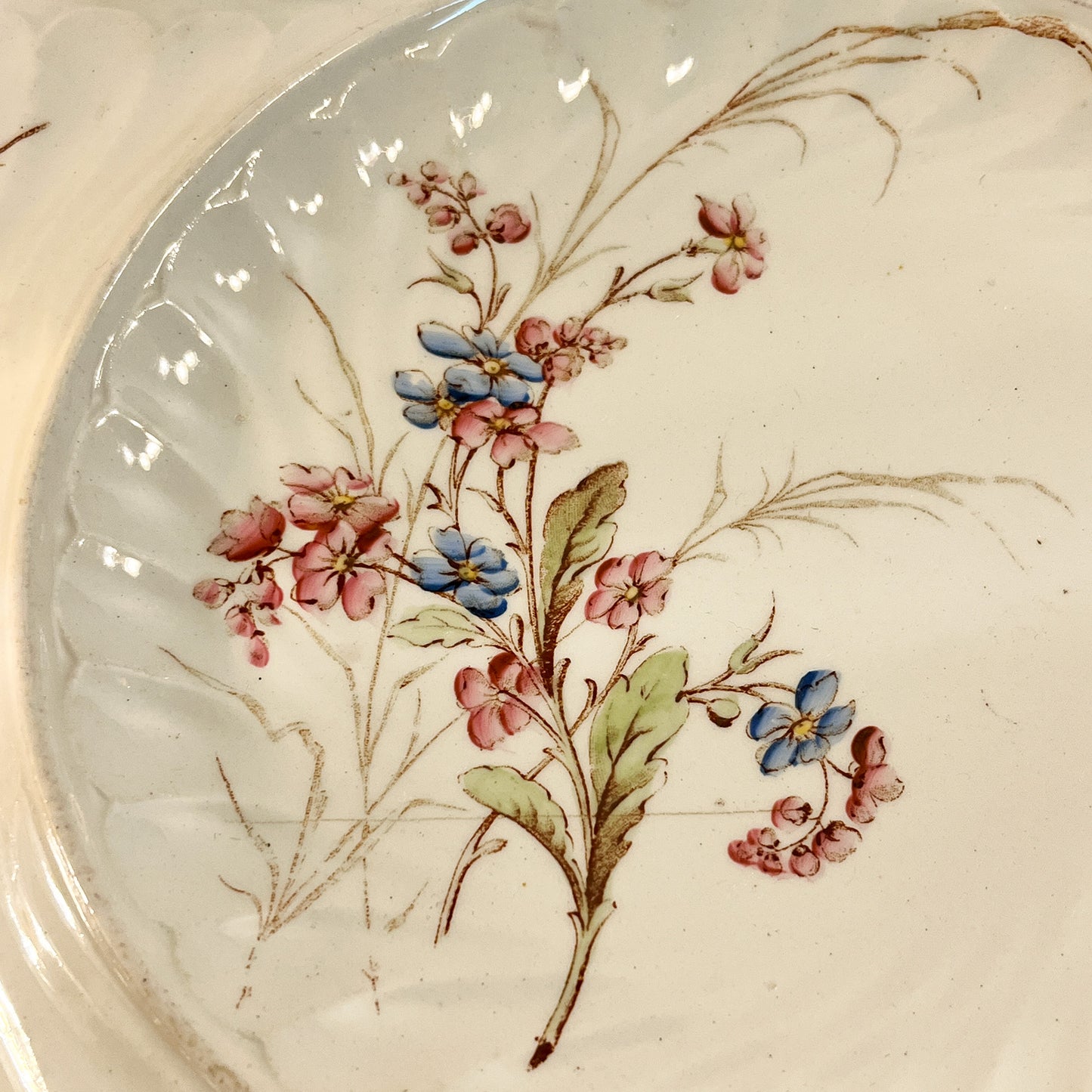 assiette à tartine Lunéville décor « Myosotis »