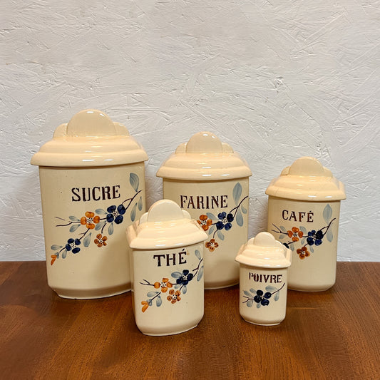 5 pots à épices Sarreguemines « Blue Bird »