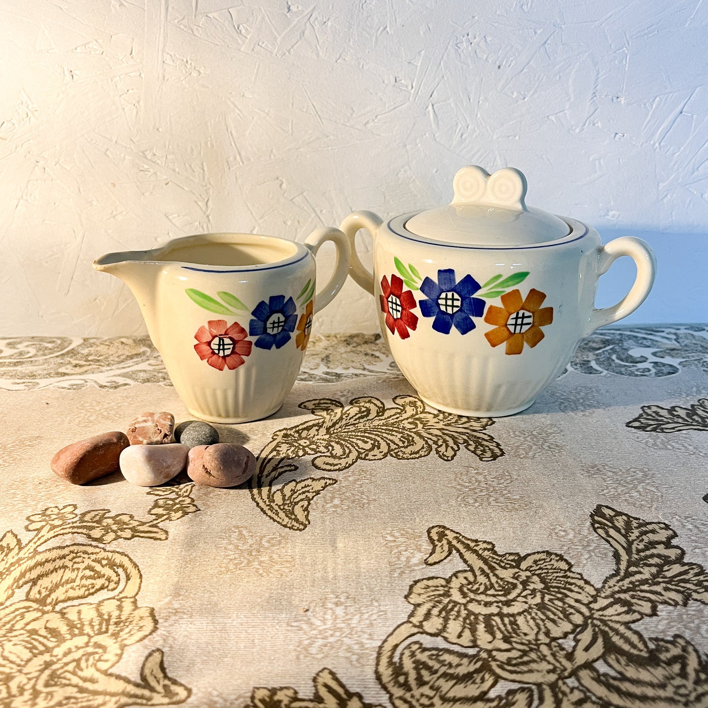 sucrier et pot à lait Lunéville décor « Agnès »