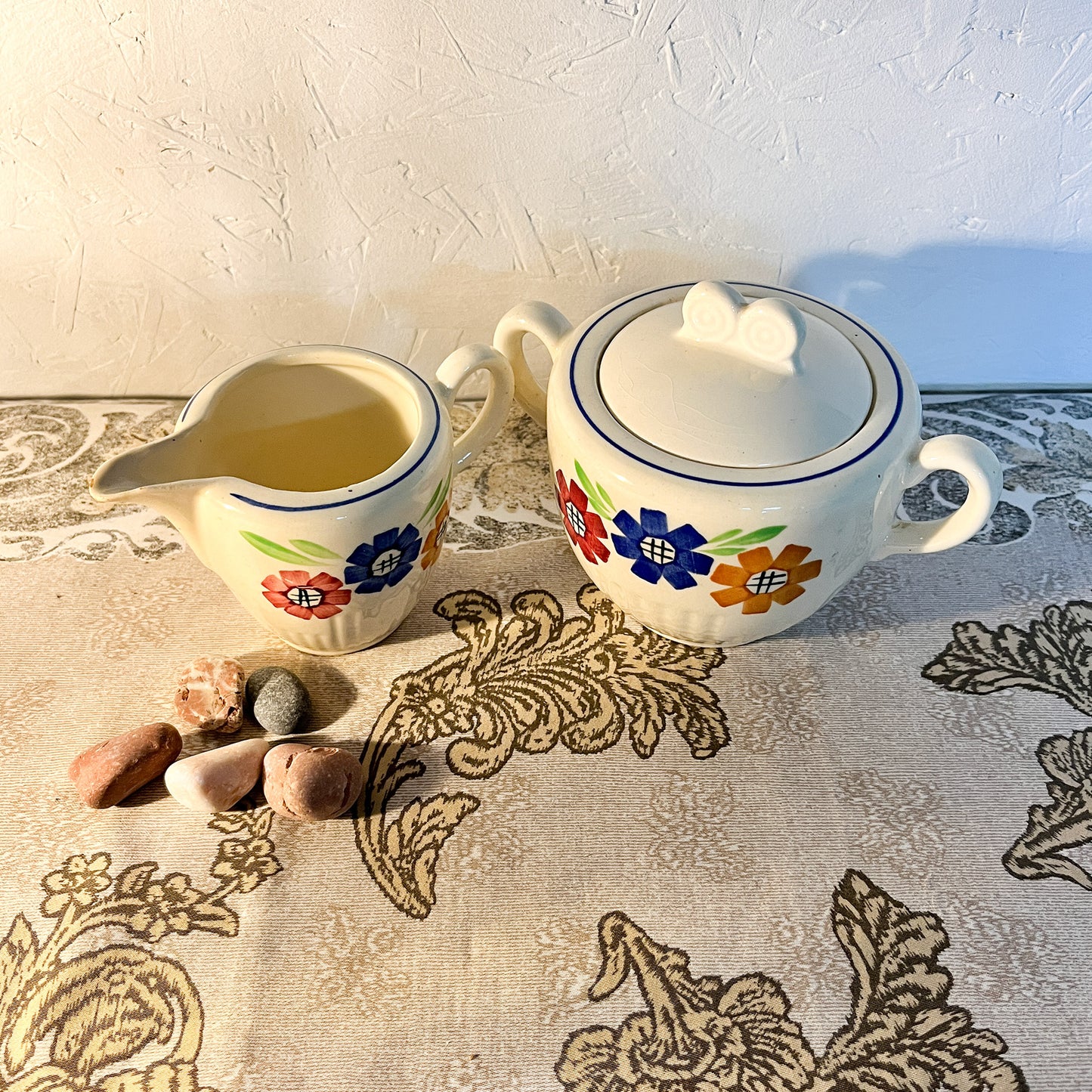 sucrier et pot à lait Lunéville décor « Agnès »