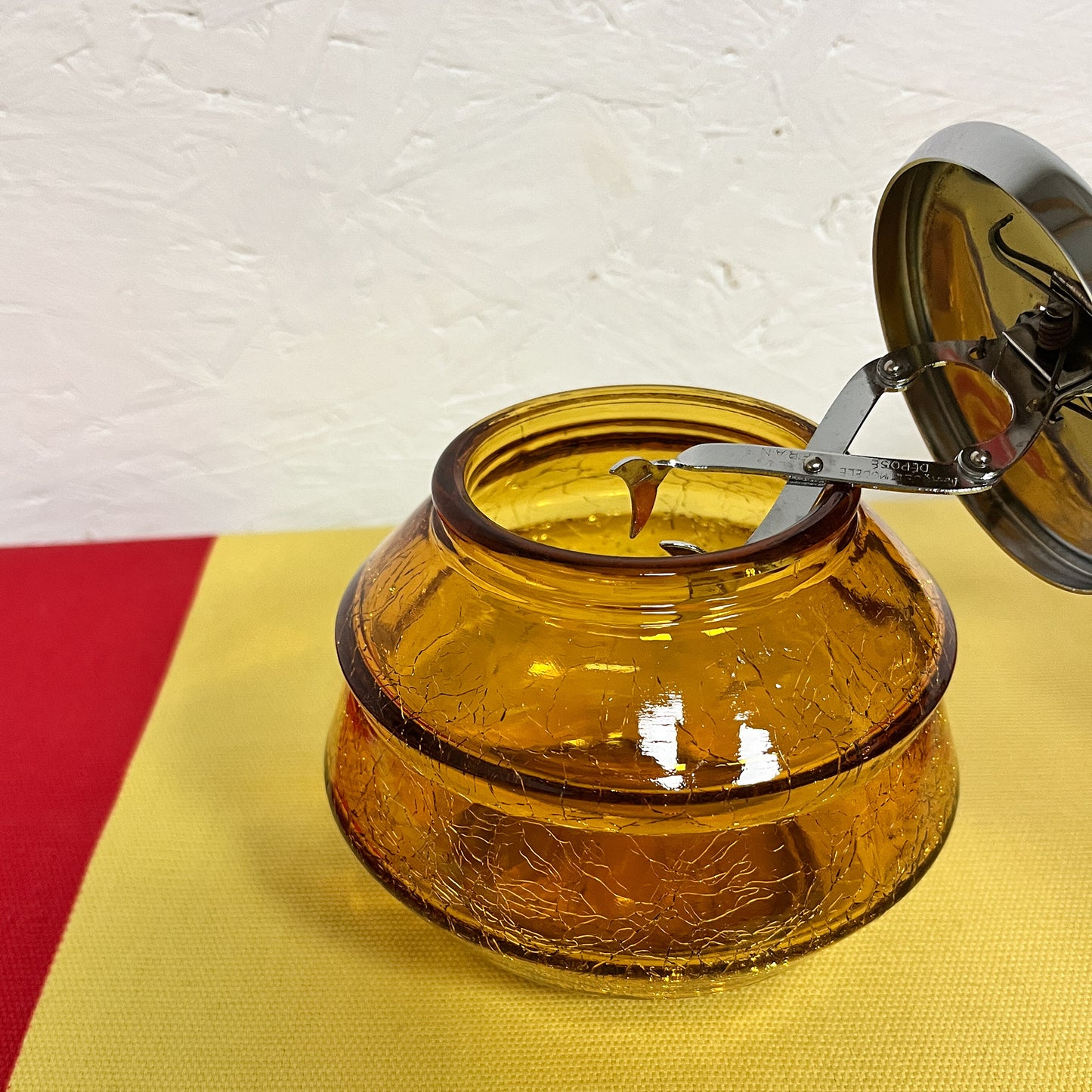 sucrier vintage en verre avec pince intégrée