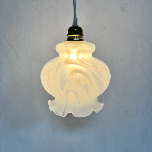 suspension tulipe verre dépoli blanc