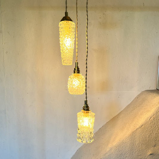 suspension en cascade de 3 globes en verre