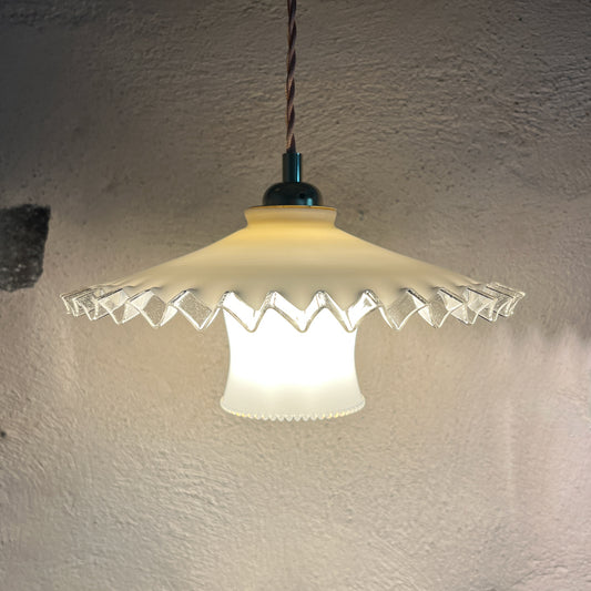 suspension double globe opaline blanche