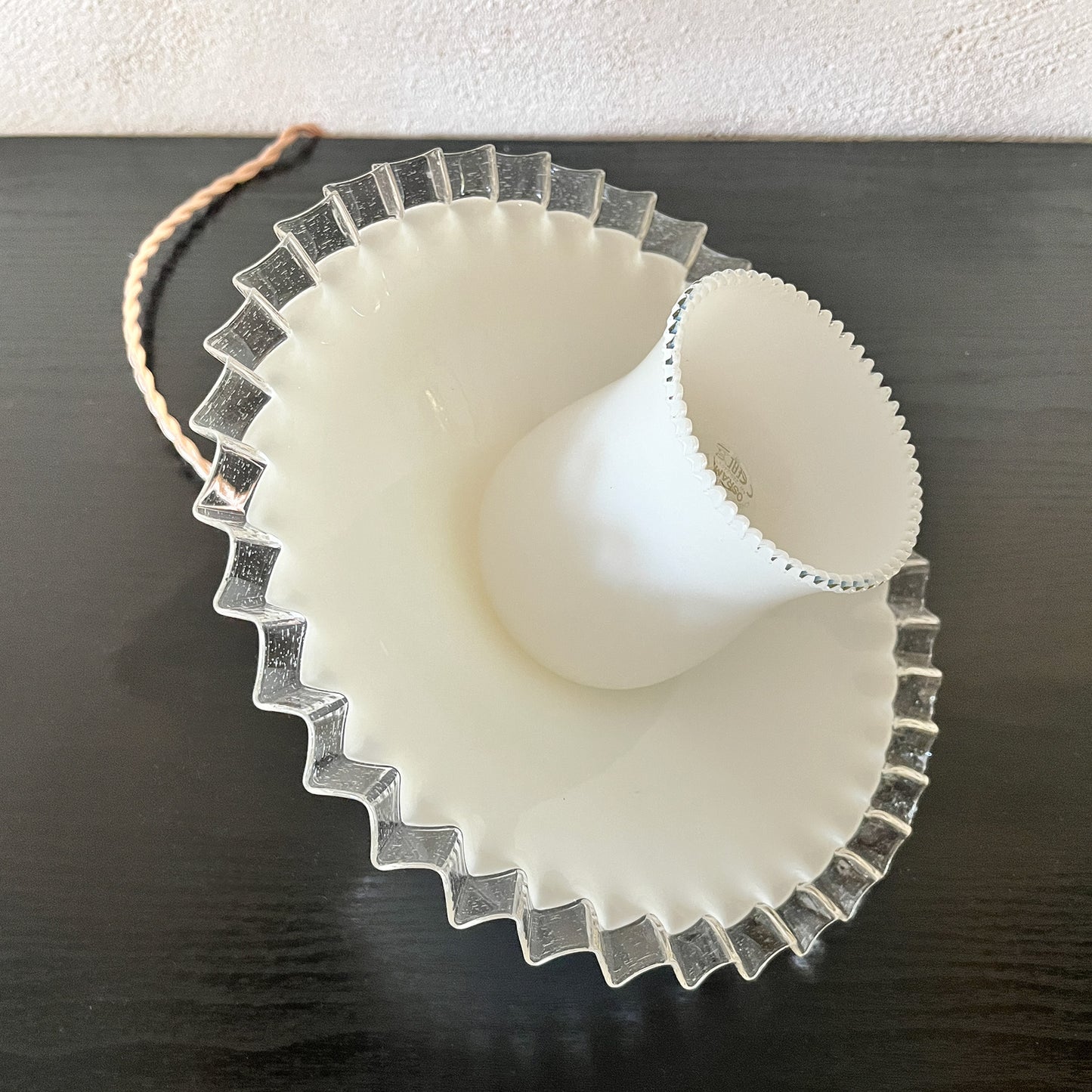 suspension double globe opaline blanche