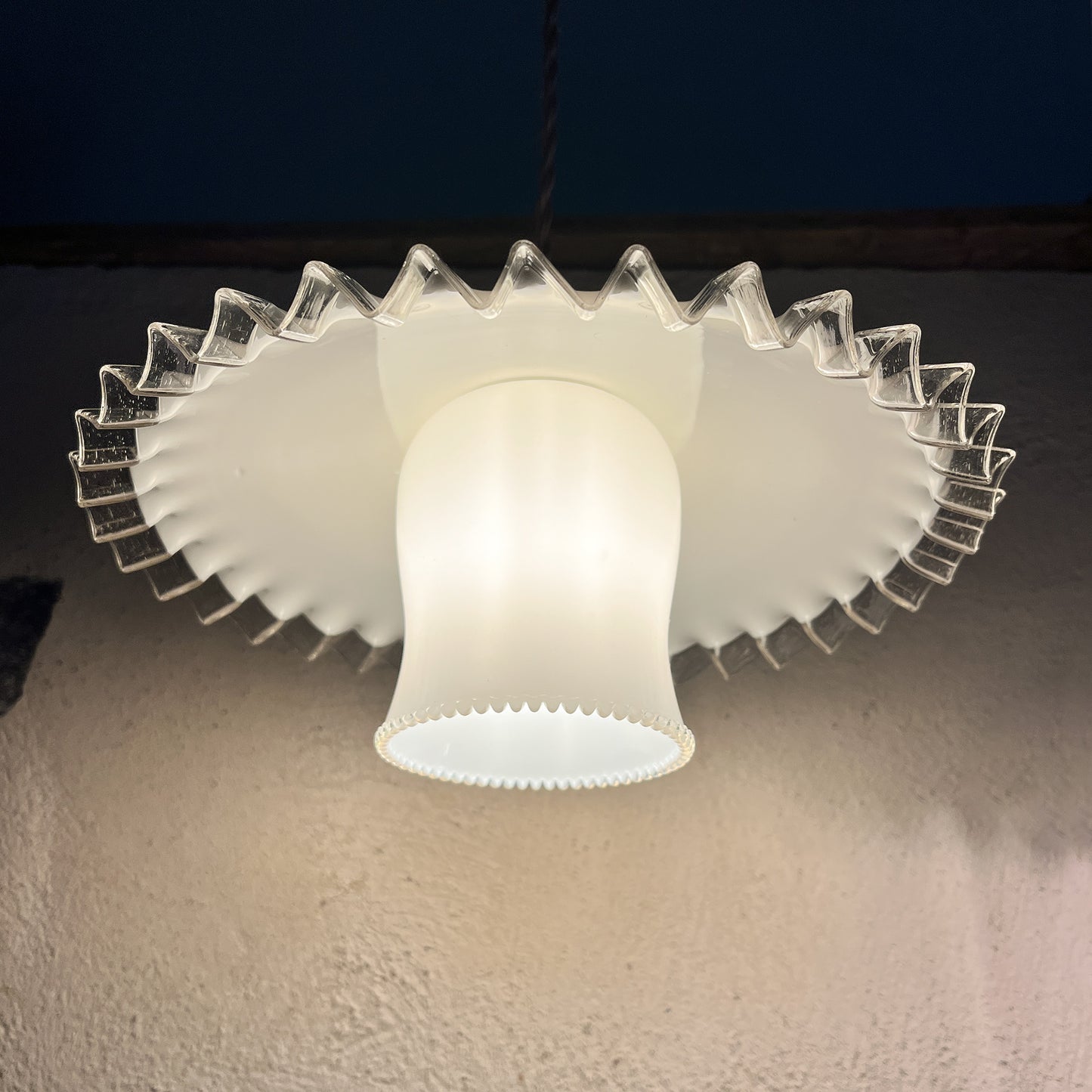 suspension double globe opaline blanche