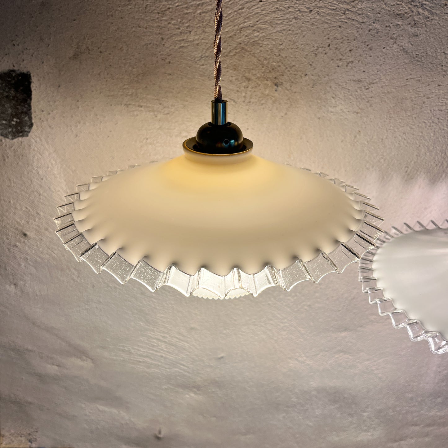 suspension double globe opaline blanche