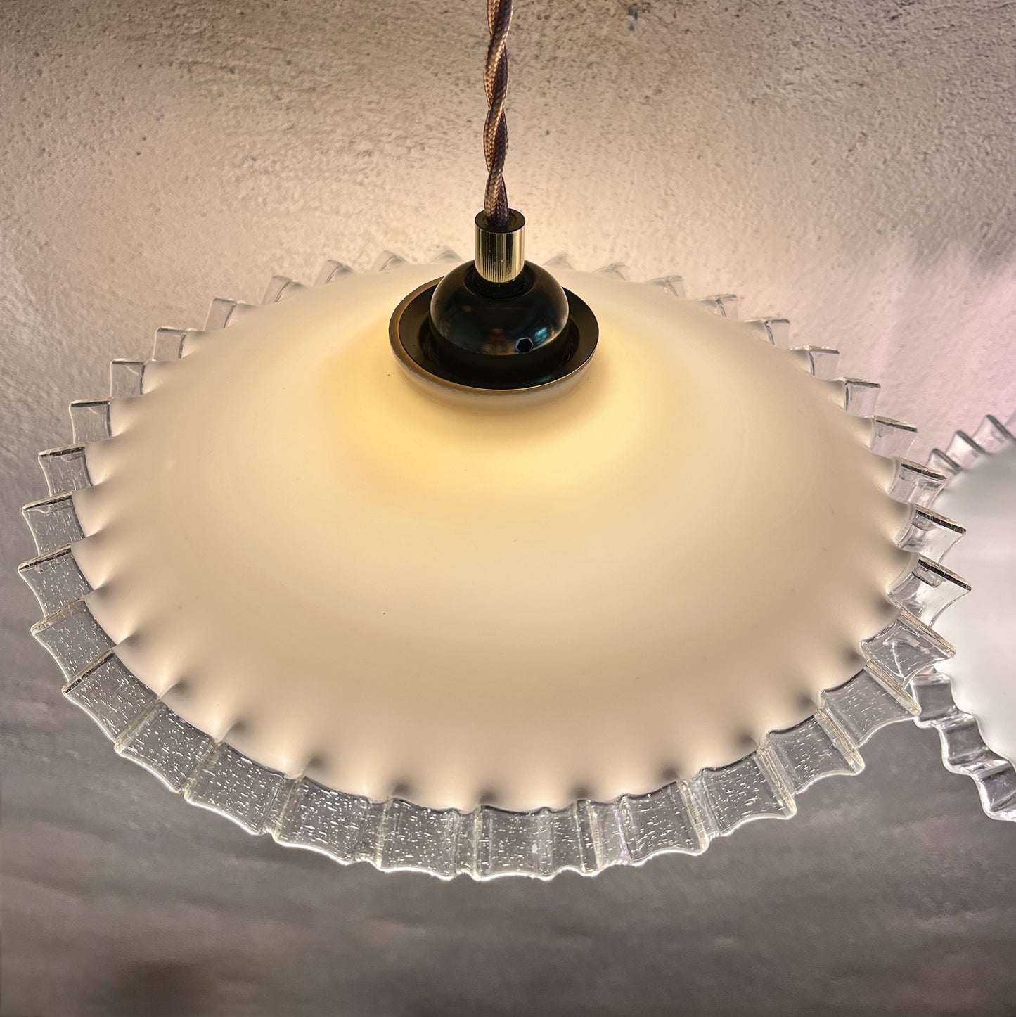 suspension double globe opaline blanche