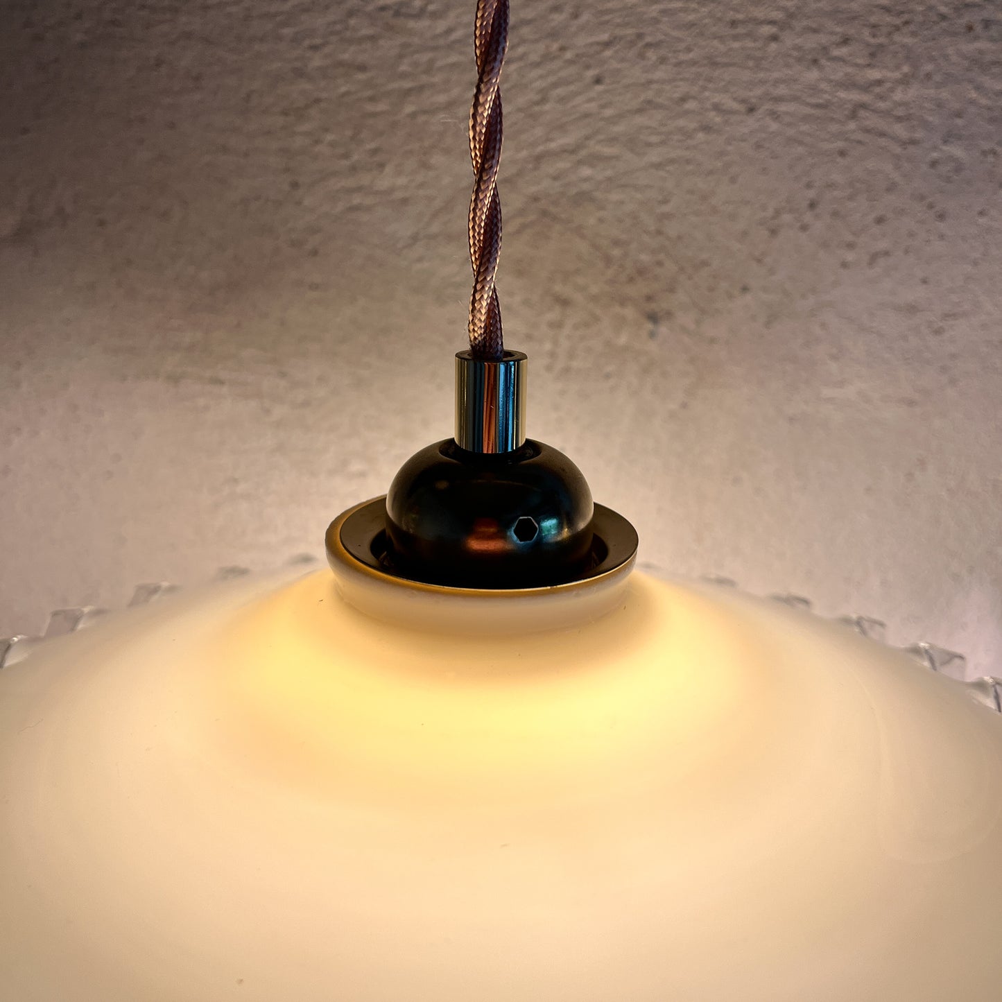 suspension double globe opaline blanche