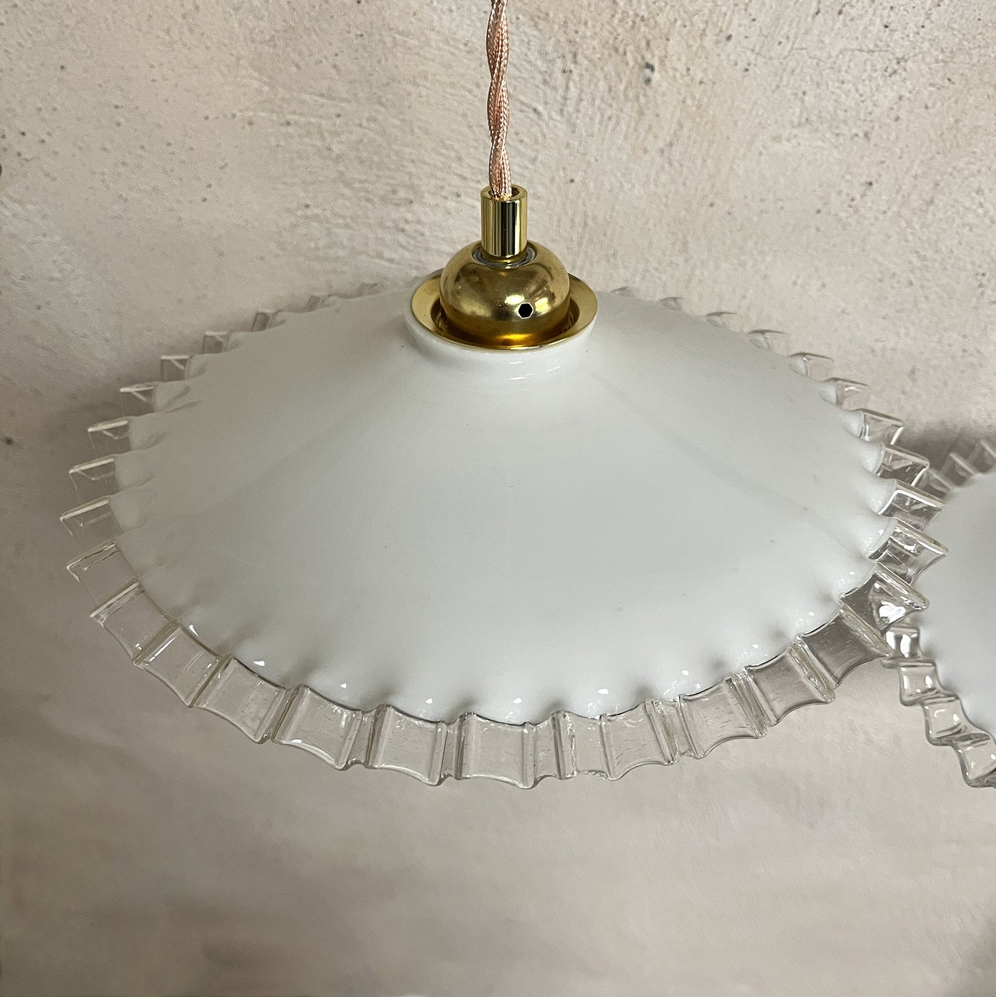 suspension double globe opaline blanche