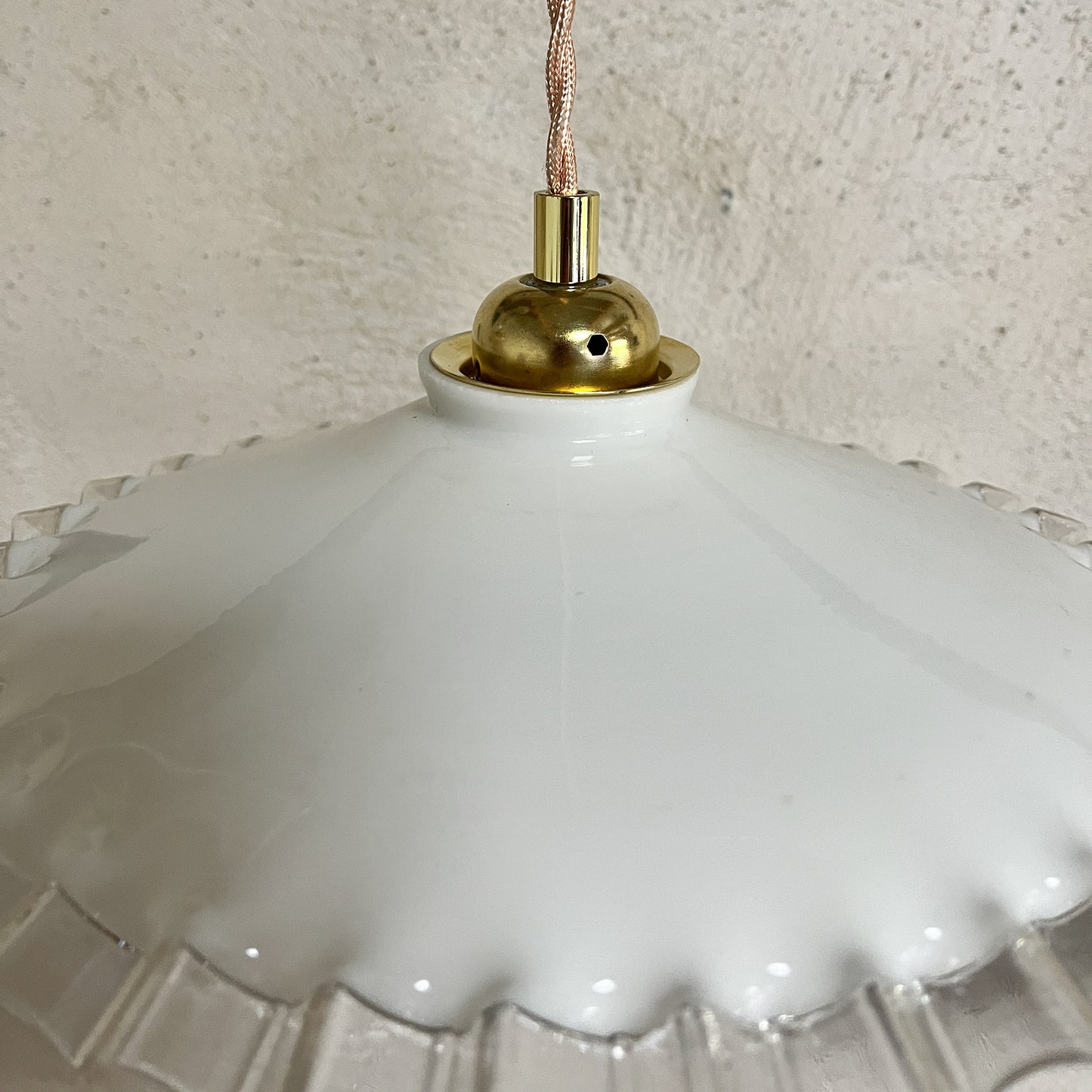 suspension double globe opaline blanche
