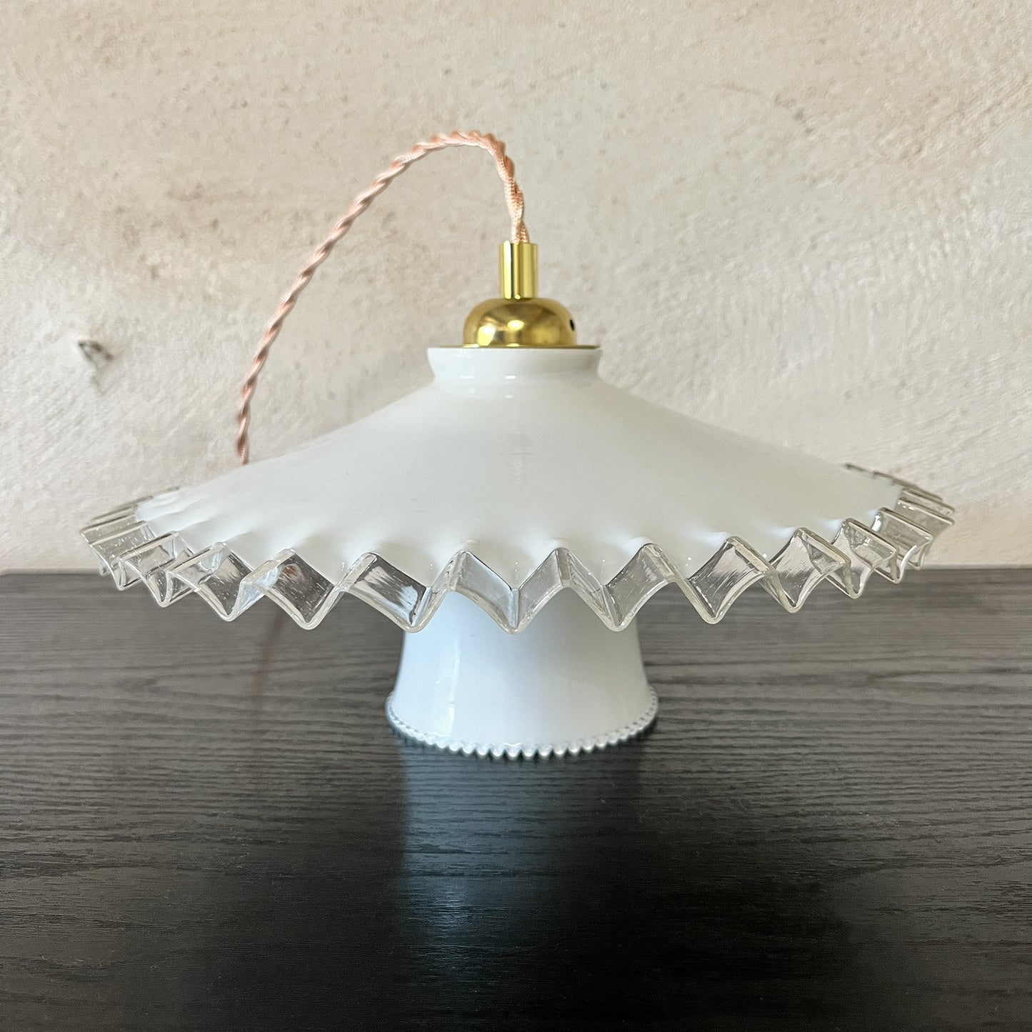 suspension double globe opaline blanche