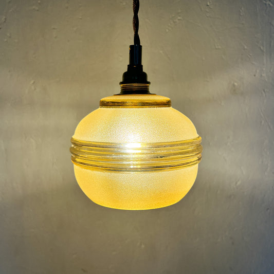 suspension vintage globe verre granité or