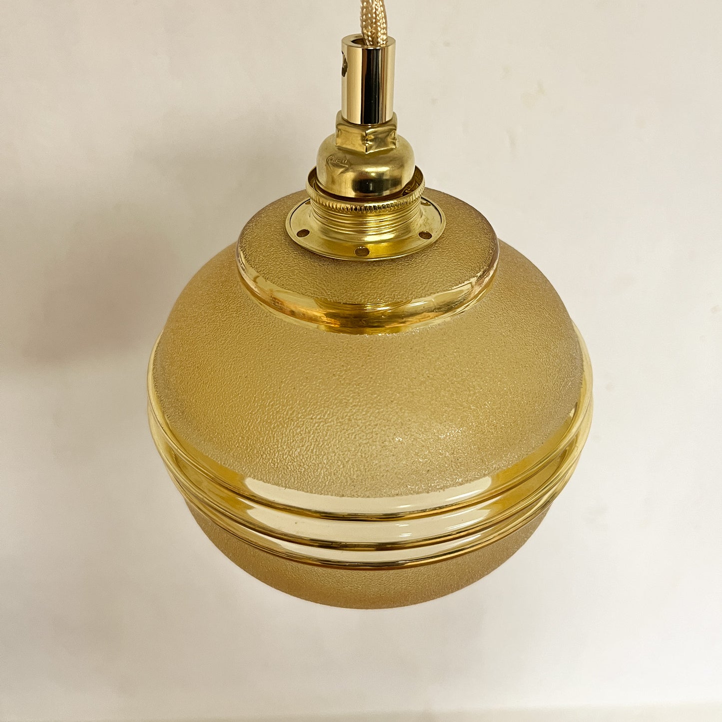 suspension vintage globe verre granité or