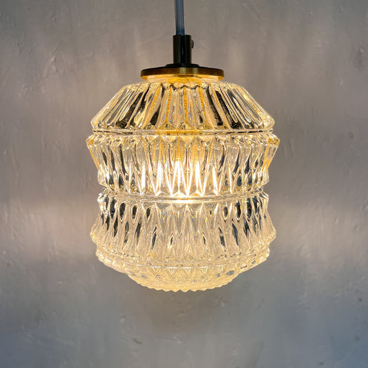 suspension vintage globe verre moulé