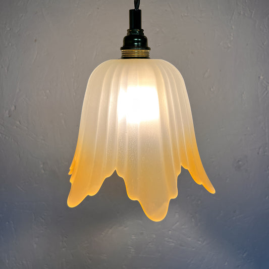 suspension tulipe vintage verre dépoli orange