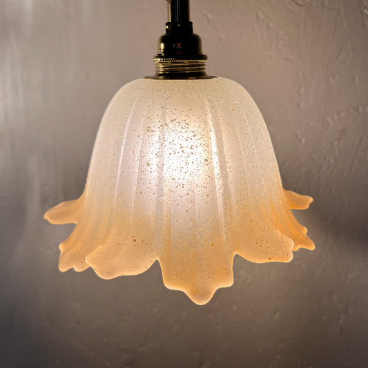 suspension tulipe vintage verre orange moucheté