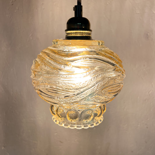 suspension globe vintage verre ambré