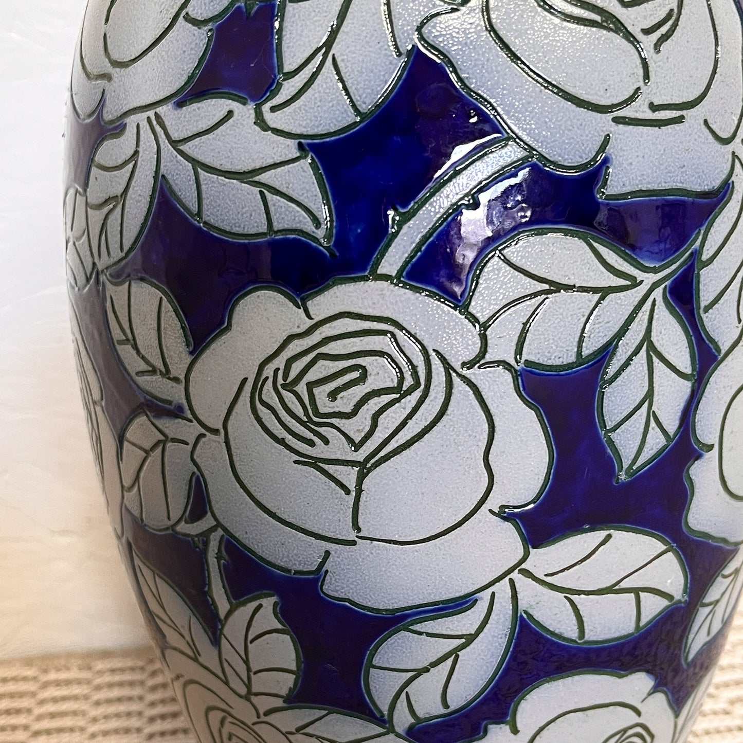 vase bleu en grès de Betschdorf