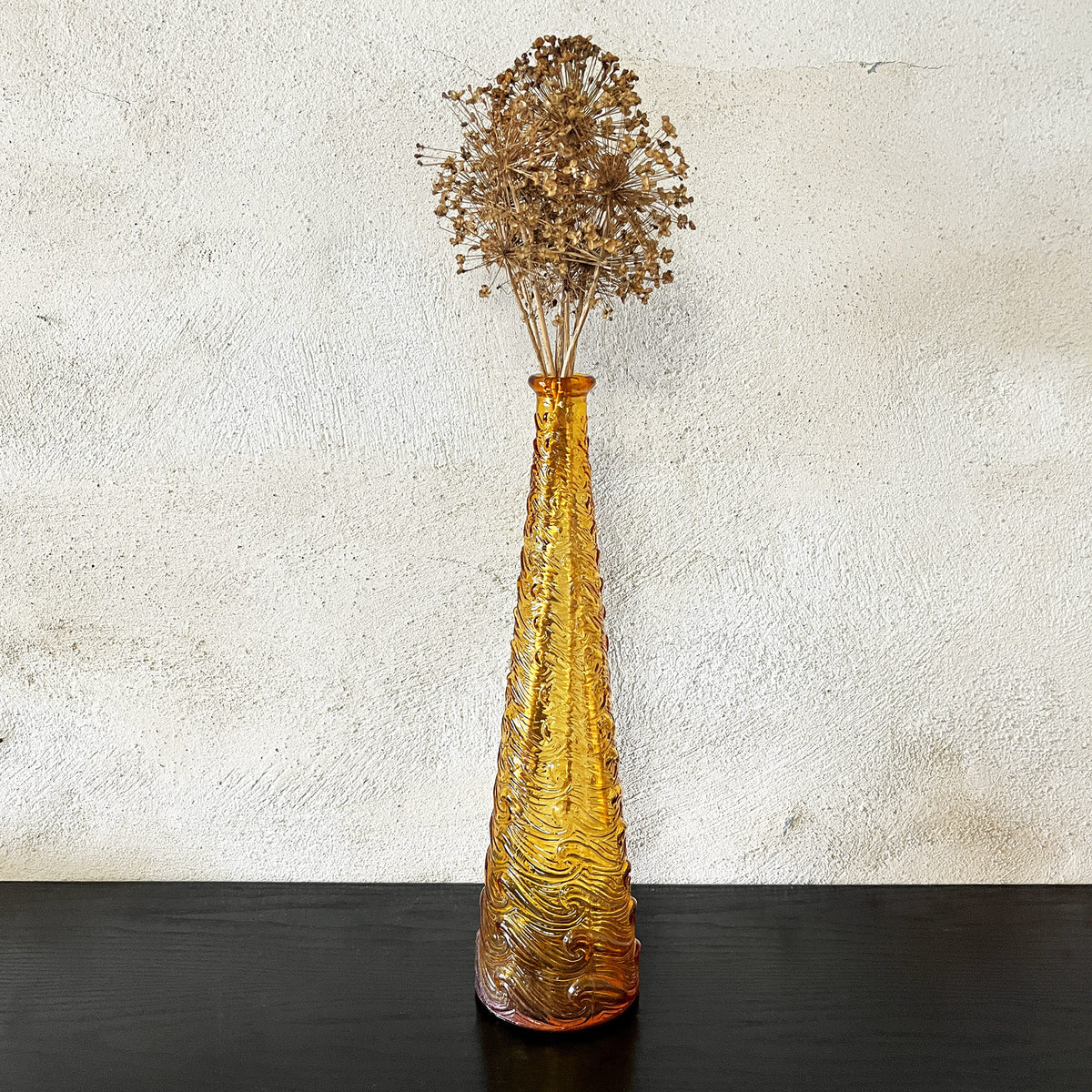 vase soliflore vintage en verre ambré