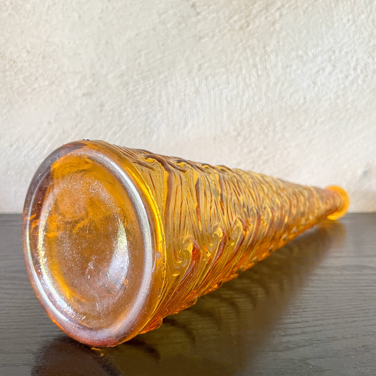vase soliflore vintage en verre ambré