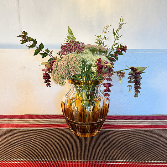 vase vintage en verre taillé